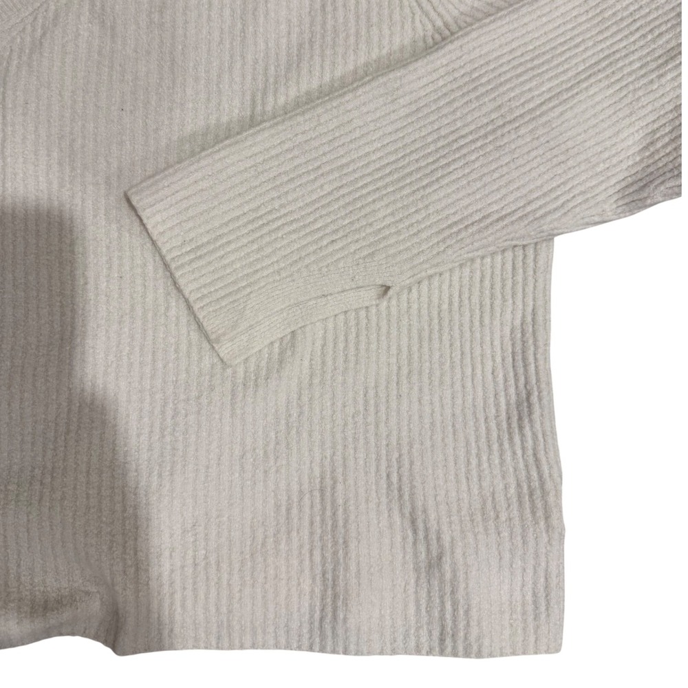 Athleta Felicity Cozy V-Neck Sweater Magnolia White Ribbed Cashmere Blend Large - Picture 7 of 9